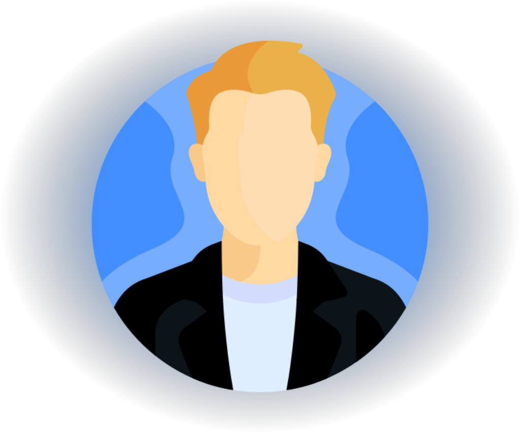 Blondyn na niebieskim, okrągłym tle